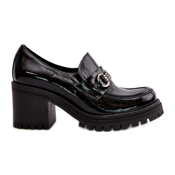 Zazoo 20175 Ženske lakirane cipele na visoku petu, prirodna koža, crne crno