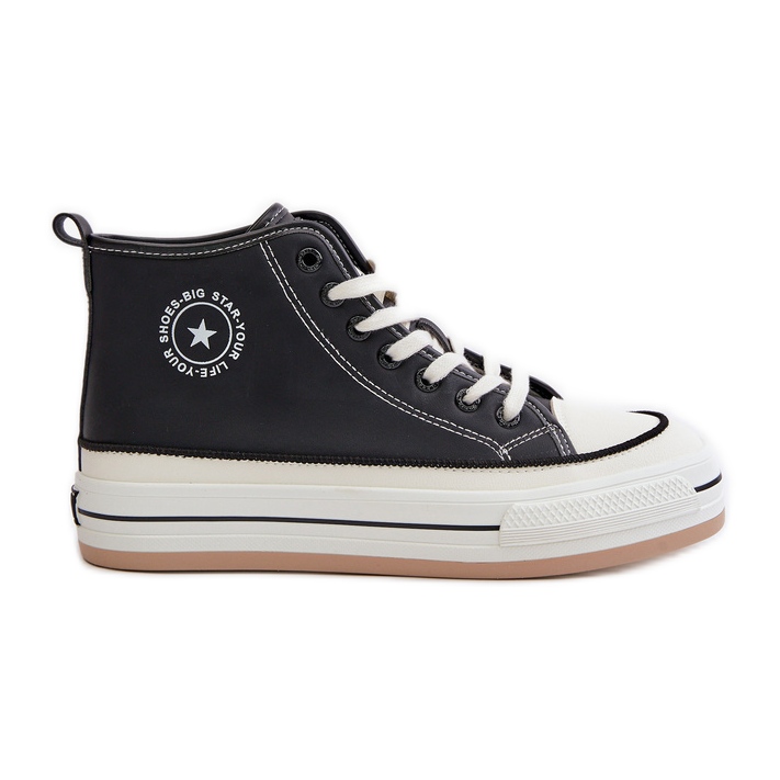 Izolirane ženske tenisice na platformi od eko kože Big Star OO274062 crne crno