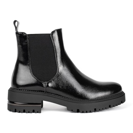 Ženske lakirane gležnjače na platformi Sergio Leone crno