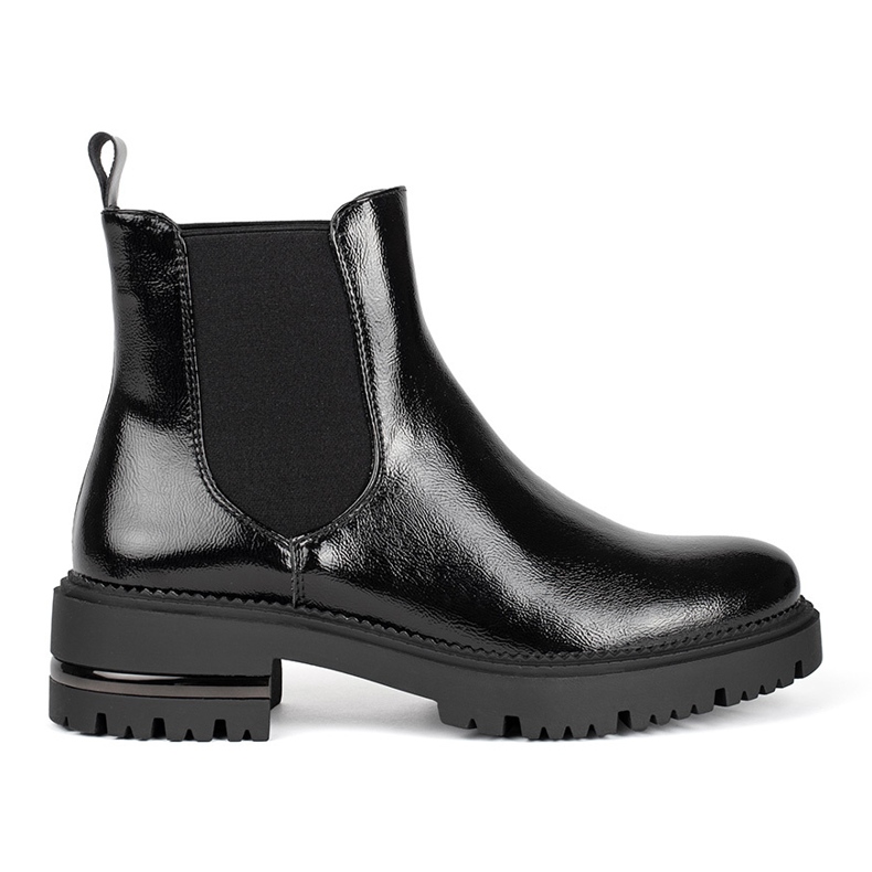 Ženske lakirane gležnjače na platformi Sergio Leone crno