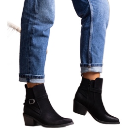 Mihaeline crne gležnjače na visoku petu crna