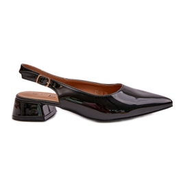 Lakirane crne Anarinne balerinke na nisku petu sa šiljastim prstima crna