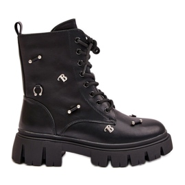 Ženske radničke čizme sa ukrasima, eko koža, crna Cadenilla crno