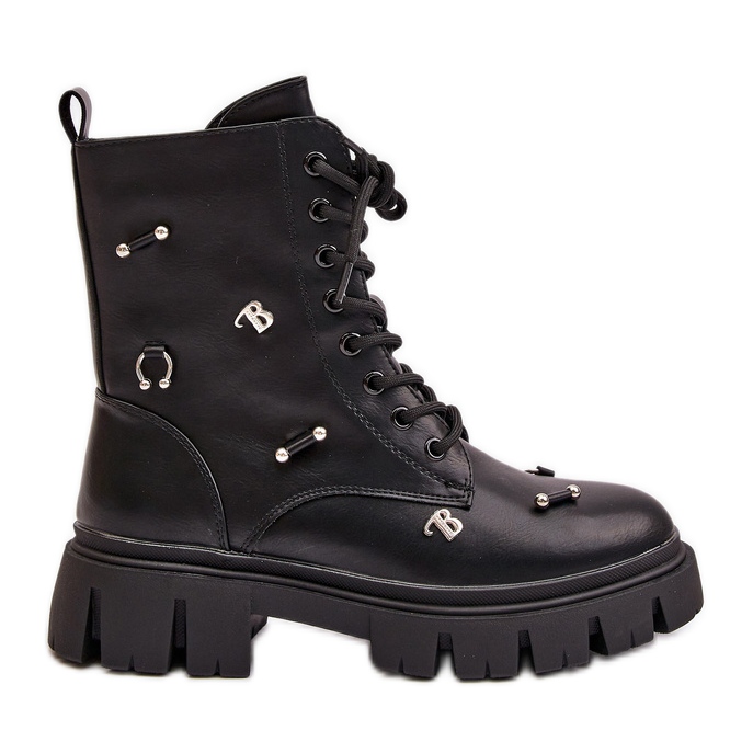 Ženske radničke čizme sa ukrasima, eko koža, crna Cadenilla crno