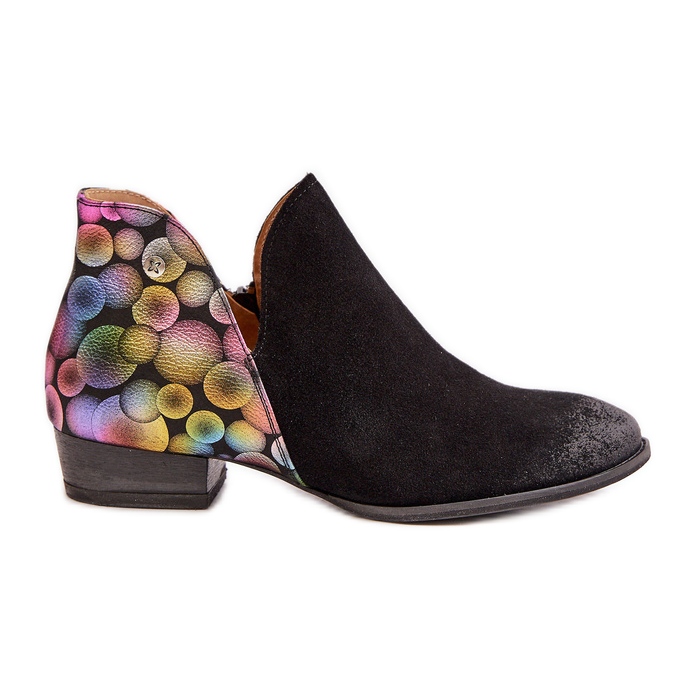 Maciejka kožne gležnjače s izrezima 04091-77 crne crno