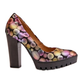 Kožne cipele na visoku petu Maciejka 02629-39 Višebojne crna