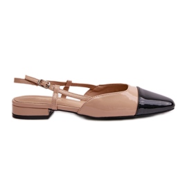 Bež lakirane balerinke s otvorenom petom, bež Kairael