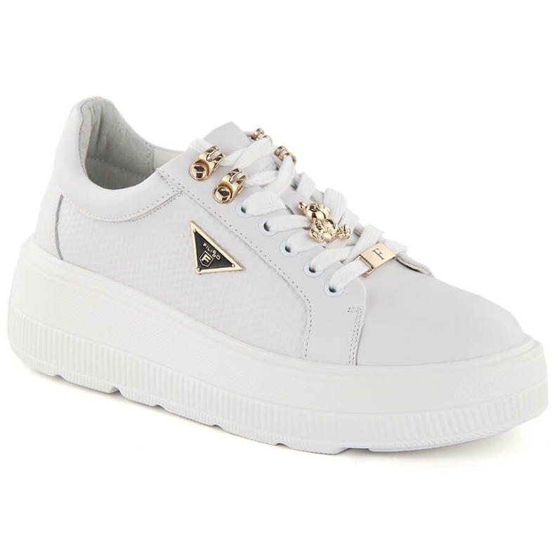 Bijele ženske kožne cipele na platformu Filippo DP6382 bijela