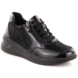 Crne kožne ženske cipele na wedges Filippo DP6352 crna