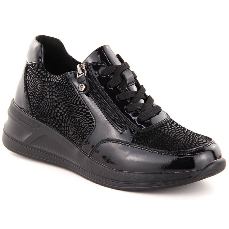 Crne kožne ženske cipele na wedges Filippo DP6352 crno