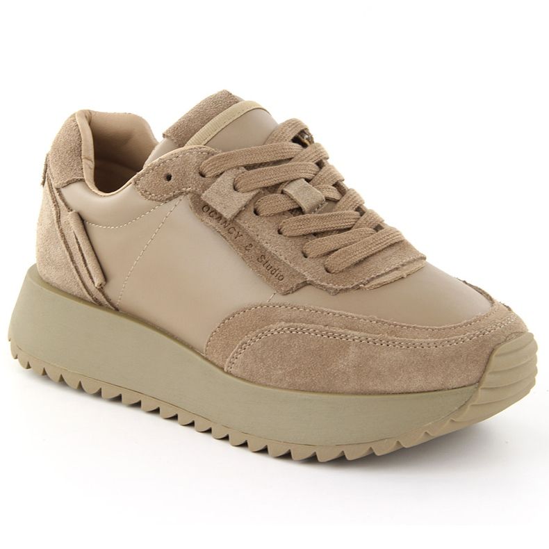 Ženske kožne sportske cipele, bež, Artiker 55C0022