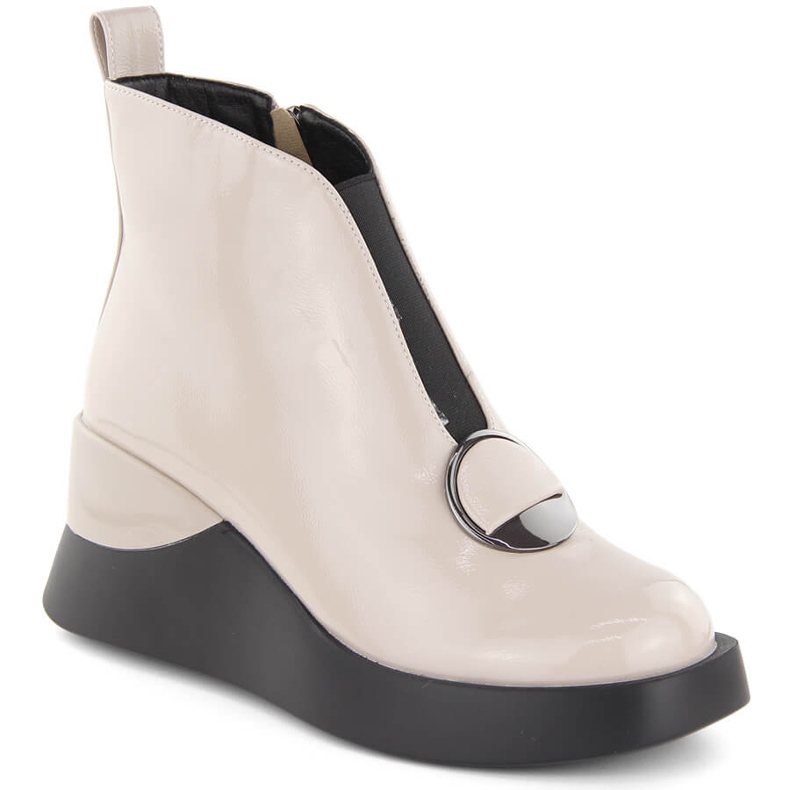 Ženske lakirane wedge čizme D&amp;A S.Barski Premium Collection MR880-136 bež