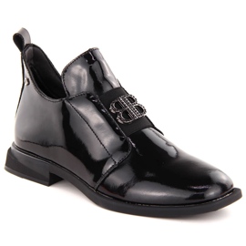 Ženske lakirane gležnjače s ukrasom, crne Filippo DBT4763 crna