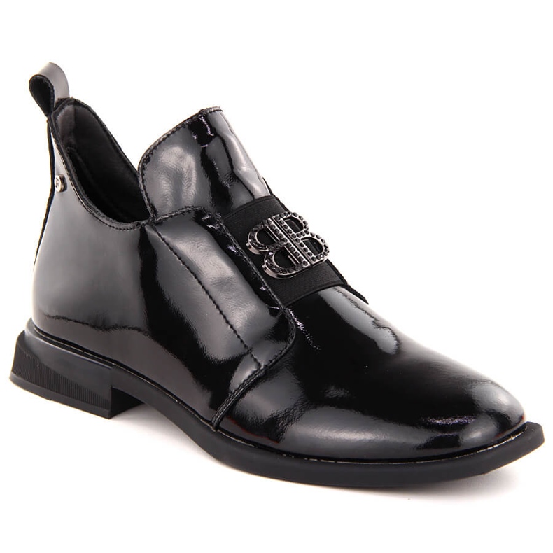 Ženske lakirane gležnjače s ukrasom, crne Filippo DBT4763 crno