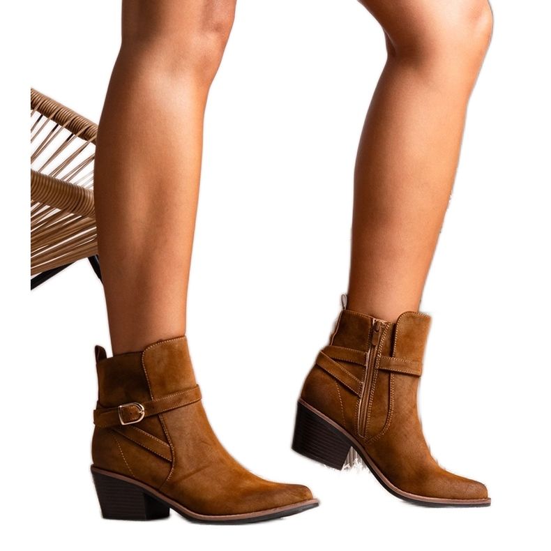 Mihaeline smeđe gležnjače na visoku petu smeđa