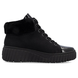 Vodootporne ženske crne čizme na klin Rieker N2505-00 crna