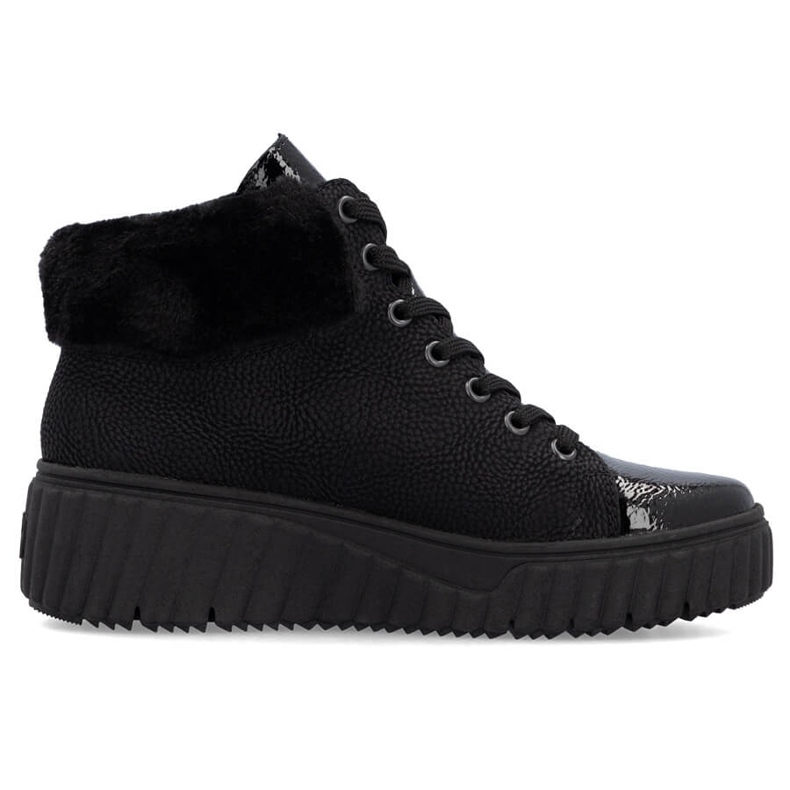 Vodootporne ženske crne čizme na klin Rieker N2505-00 crno