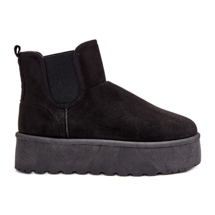 Ženske čizme za snijeg s platformom i elastičnim umetcima crne Rialine boje crno