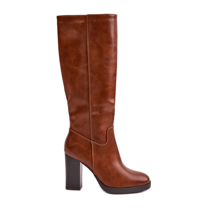 Camel Riamaya čizme s visokom petom iznad koljena od eko kože smeđa