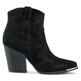 Crne klasične ženske kaubojske čizme od brušene kože na visoku petu crna