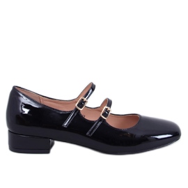 Corigan crne balerinke s visokom petom s remenčićima crna