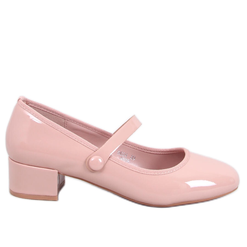 Weinis Nude lakirane balerinke s visokom petom bež