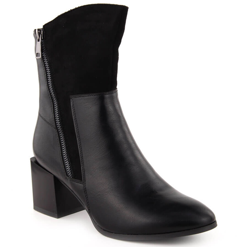 Ženske izolirane čizme na visoku petu, crne Jezzi ASA217-9 crno