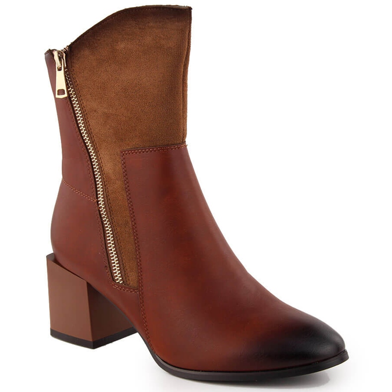 Ženske izolirane smeđe gležnjače na visoku petu Jezzi ASA217-9 smeđa