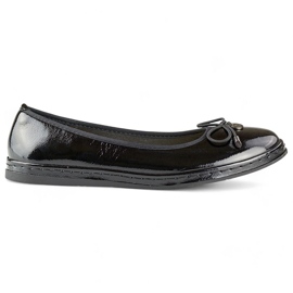 Ženske crne lakirane balerinke s kožnim uloškom, udobne ženske cipele crna