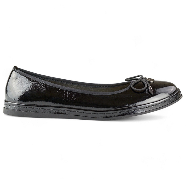 Ženske crne lakirane balerinke s kožnim uloškom, udobne ženske cipele crno