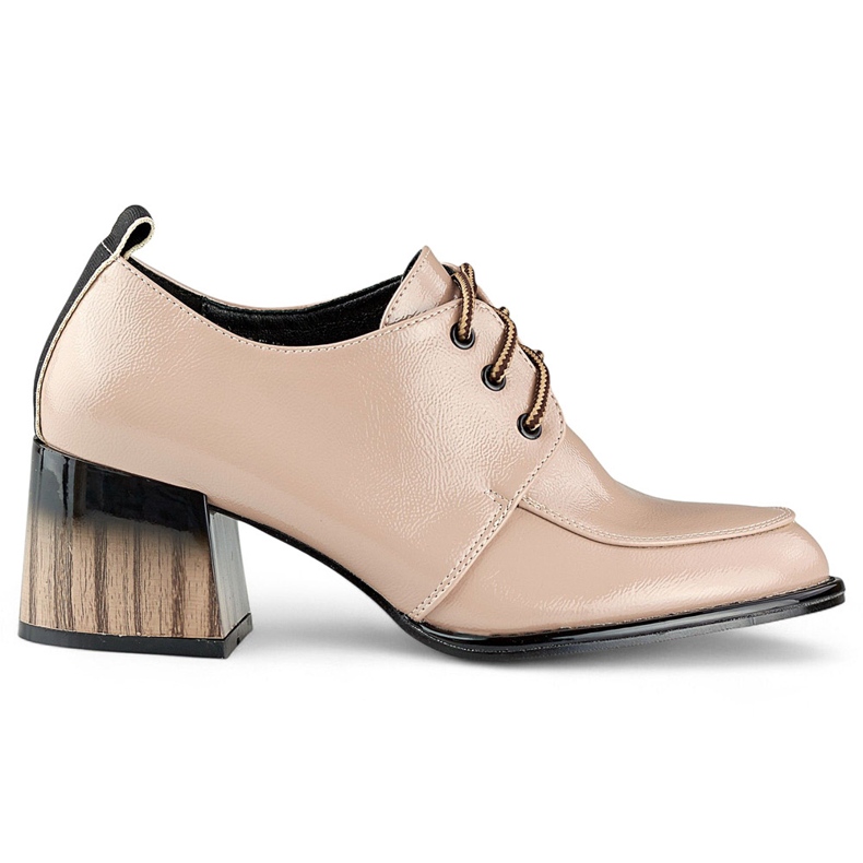 Lakirane bež gležnjače na crvenu petu, elegantne ženske cipele