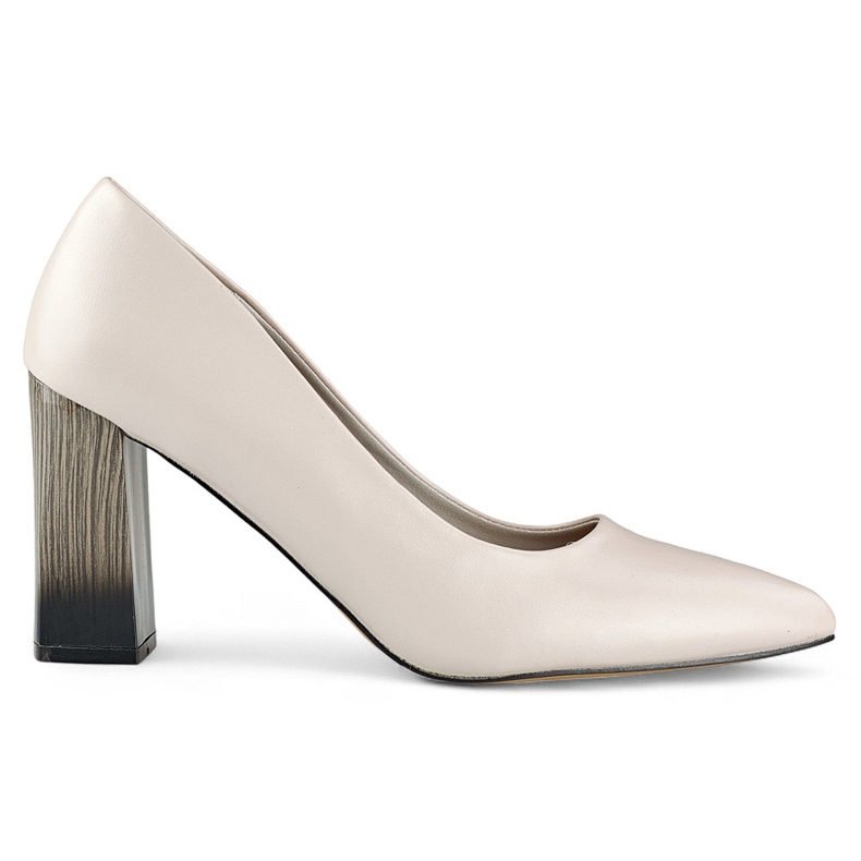 Bež cipele na visoku petu s kožnim uloškom