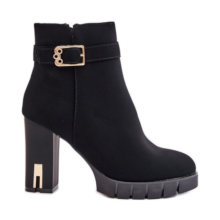 Izolirane ženske gležnjače sa zlatnom kopčom, crne Taitre crno