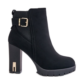 Ženske čizme sa zlatnom kopčom na visoku petu, izolirane crne Erilanes crna