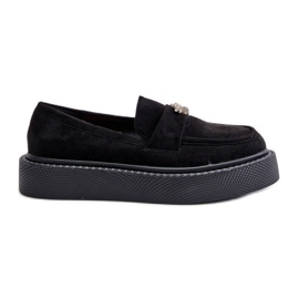 Ženske mokasine na platformu od crnog eritina crna