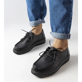 Ženske crne kožne radnje sa debelim đonom, prirodna koža crna