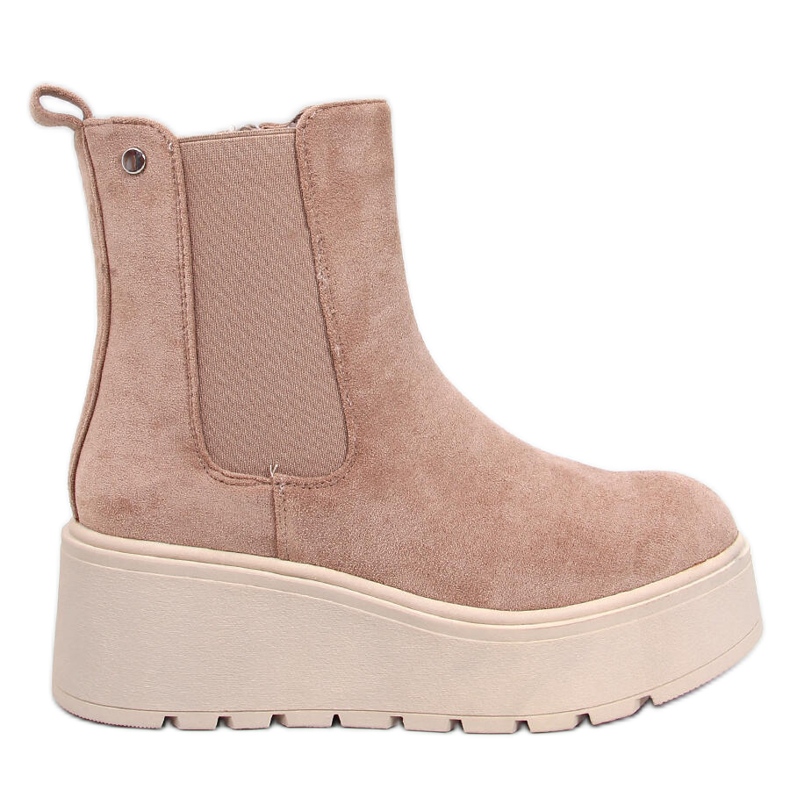 Ronda kaki čizme s platformom Chelsea bež