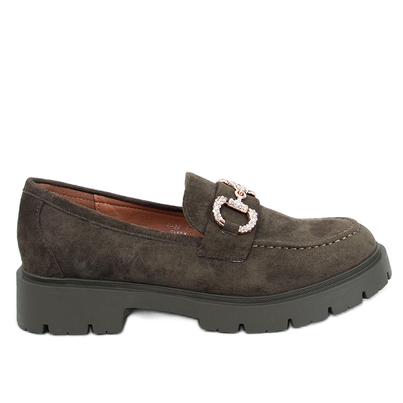 Karins Green mokasine od brušene kože s kopčom zelena