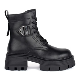 Kožne crne čizme s debelim potplatom crna