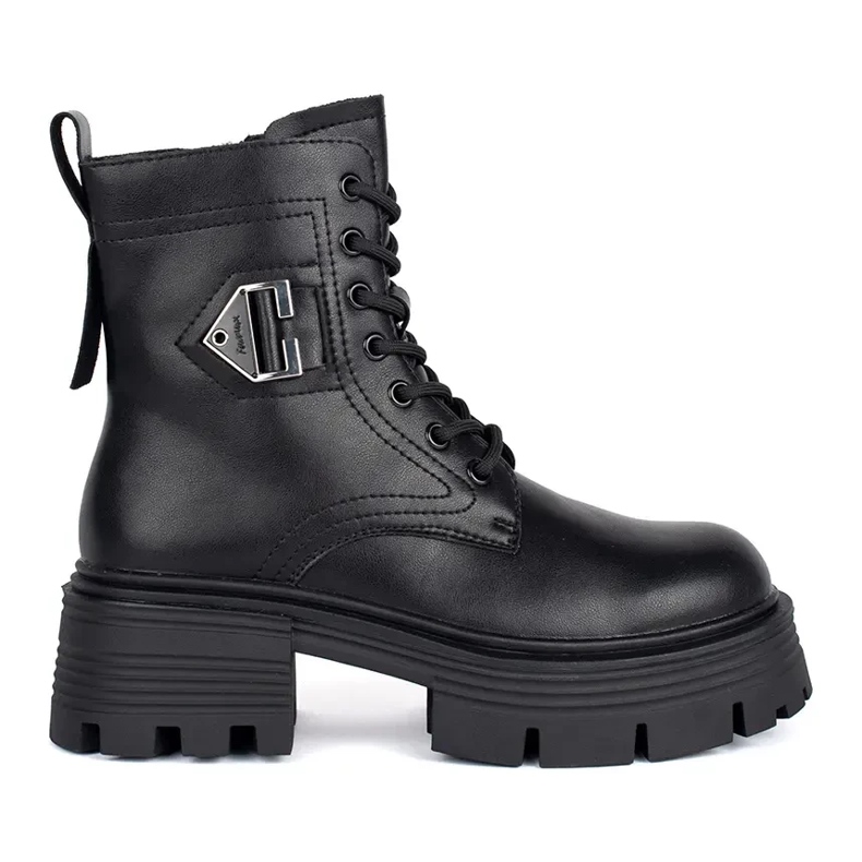 Kožne crne čizme s debelim potplatom crno