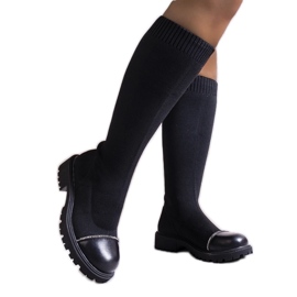 Crne čizme ukrašene Sayega cirkonima crna