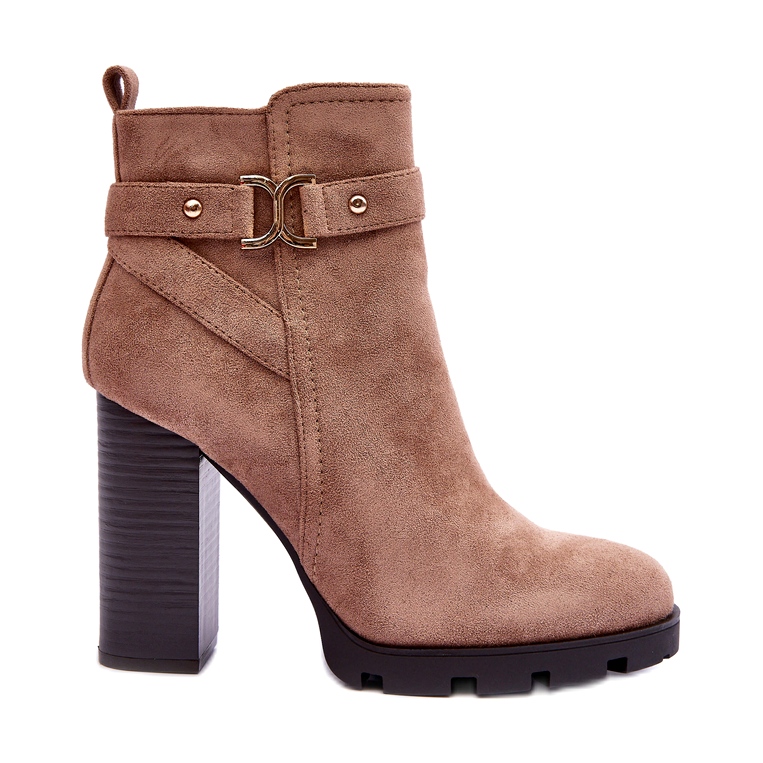 Bež čizme na visoku petu od antilopa Liani