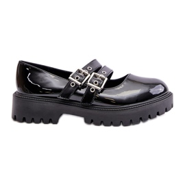 Ženske cipele s lakiranim crnim Terione remenima crna