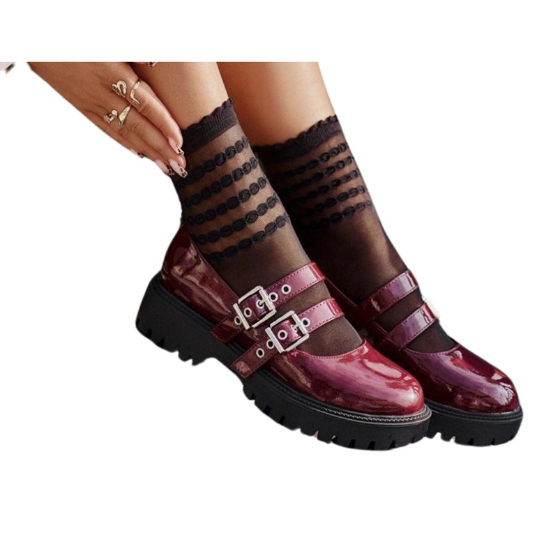 Ženske cipele s remenima Lakirane bordo Terione crvena