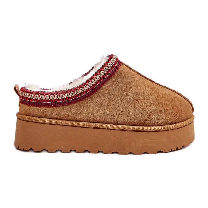 Ženske čizme za snijeg s platformom izolirane devinim krznom Remenia smeđa