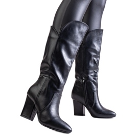 Crne čizme na visoku petu od Amare eko kože crna