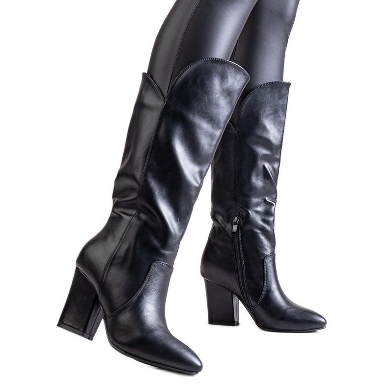 Crne čizme na visoku petu od Amare eko kože crno