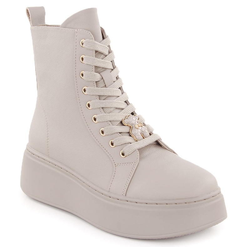 Vinceza Bež kožne gležnjače na platformu s medvjedićem Vincezom 66701