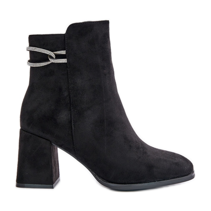 Izolirane ženske gležnjače na visoku petu, eko antilop, crna Saivia crno