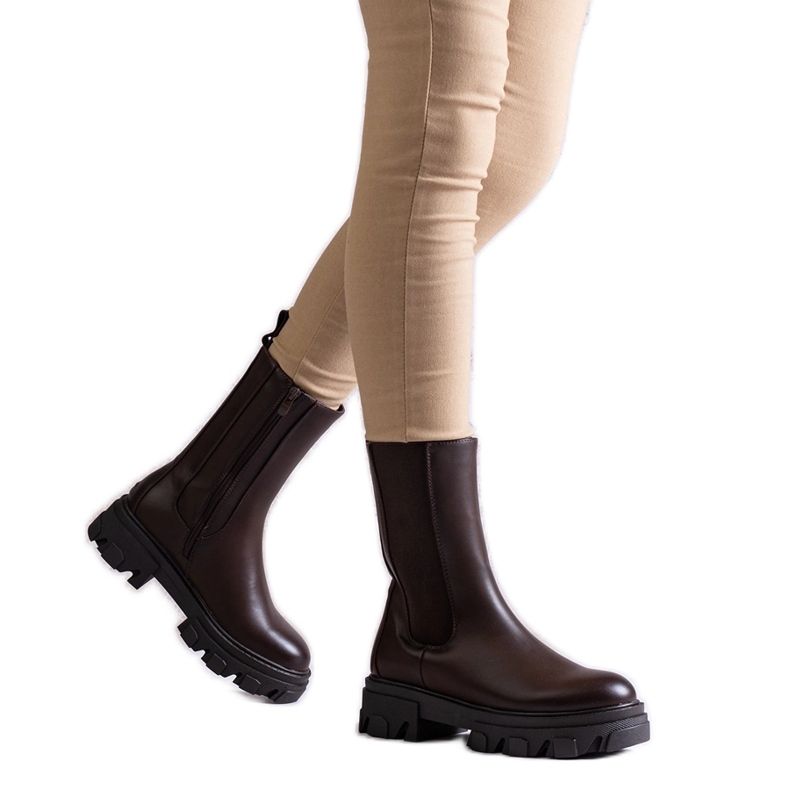 Smeđe visoke gležnjače od Manera eko kože smeđa